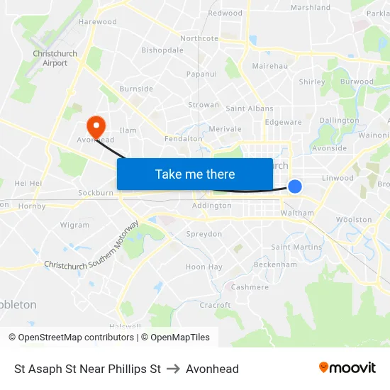 St Asaph St Near Phillips St to Avonhead map