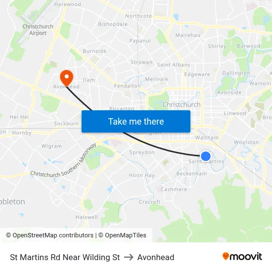 St Martins Rd Near Wilding St to Avonhead map