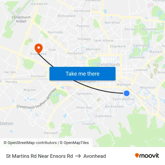 St Martins Rd Near Ensors Rd to Avonhead map