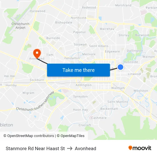 Stanmore Rd Near Haast St to Avonhead map
