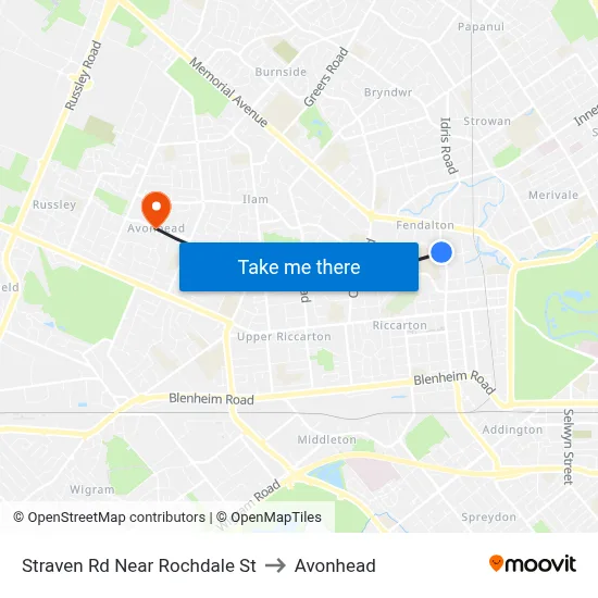 Straven Rd Near Rochdale St to Avonhead map
