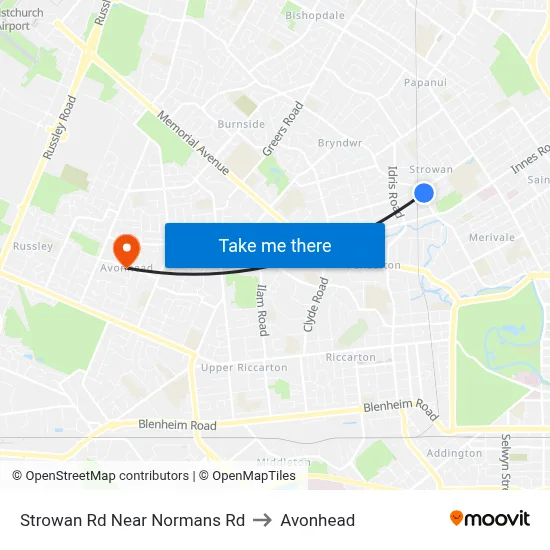 Strowan Rd Near Normans Rd to Avonhead map