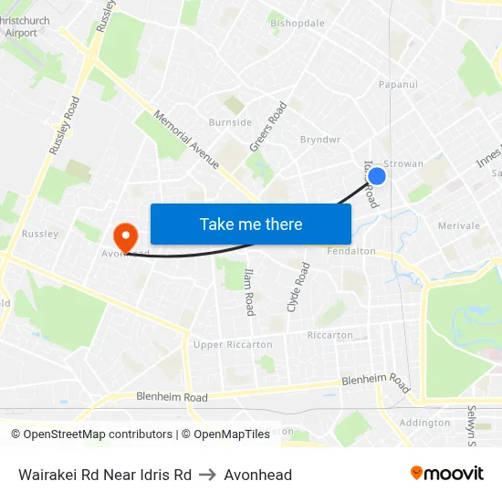 Wairakei Rd Near Idris Rd to Avonhead map