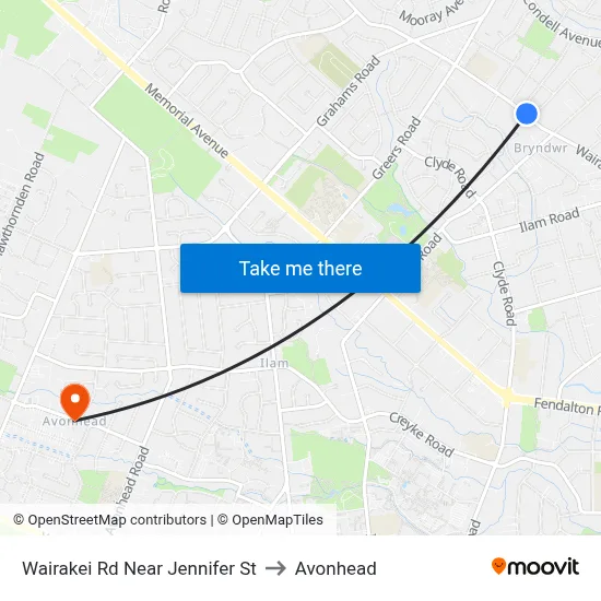 Wairakei Rd Near Jennifer St to Avonhead map