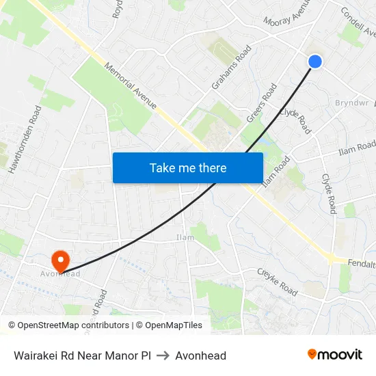 Wairakei Rd Near Manor Pl to Avonhead map