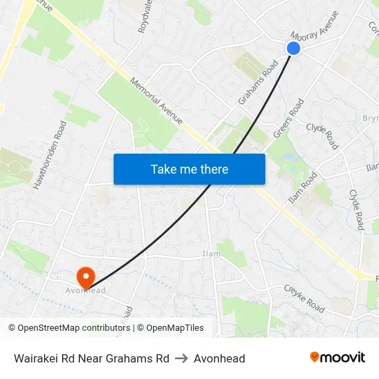 Wairakei Rd Near Grahams Rd to Avonhead map