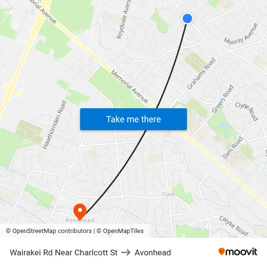 Wairakei Rd Near Charlcott St to Avonhead map