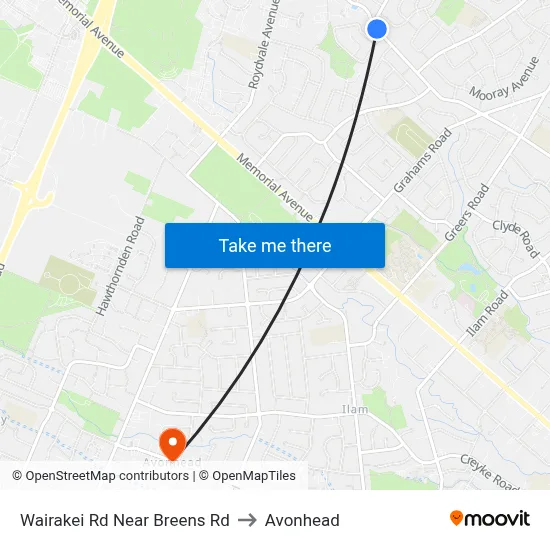 Wairakei Rd Near Breens Rd to Avonhead map