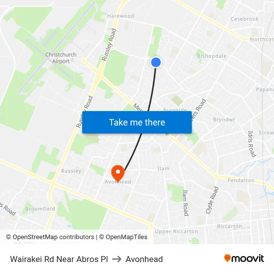 Wairakei Rd Near Abros Pl to Avonhead map