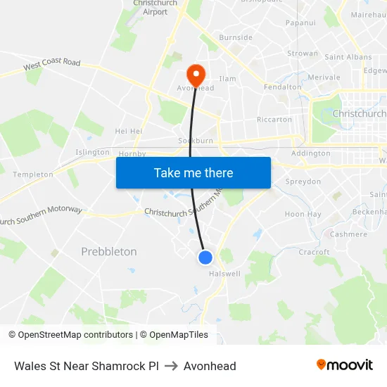 Wales St Near Shamrock Pl to Avonhead map