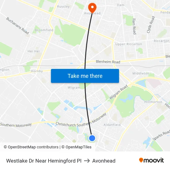 Westlake Dr Near Hemingford Pl to Avonhead map