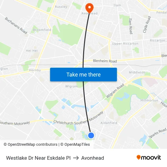 Westlake Dr Near Eskdale Pl to Avonhead map