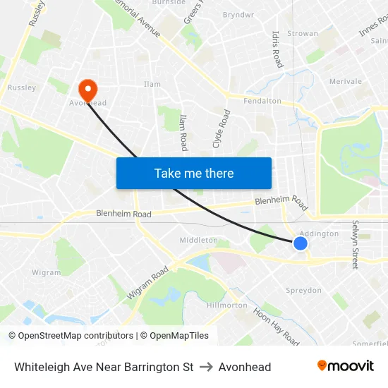 Whiteleigh Ave Near Barrington St to Avonhead map