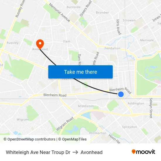 Whiteleigh Ave Near Troup Dr to Avonhead map