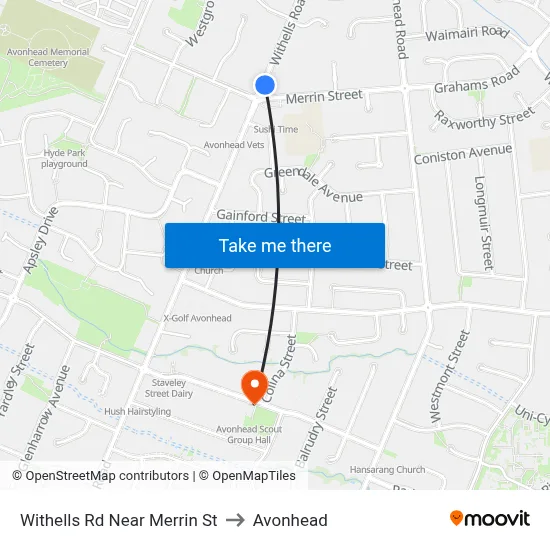 Withells Rd Near Merrin St to Avonhead map