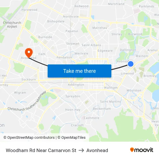 Woodham Rd Near Carnarvon St to Avonhead map