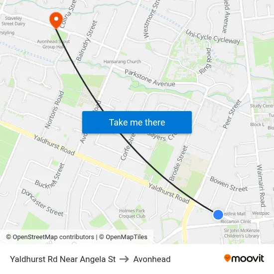 Yaldhurst Rd Near Angela St to Avonhead map