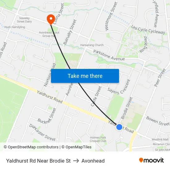 Yaldhurst Rd Near Brodie St to Avonhead map