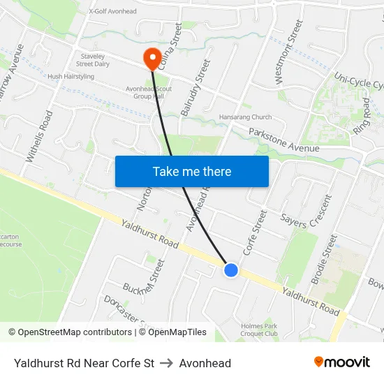 Yaldhurst Rd Near Corfe St to Avonhead map