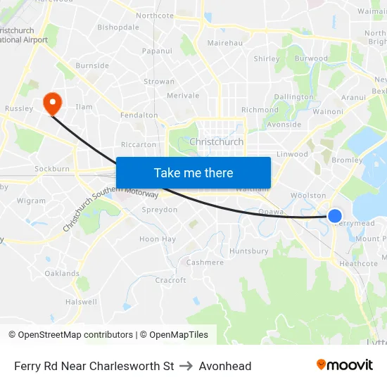 Ferry Rd Near Charlesworth St to Avonhead map