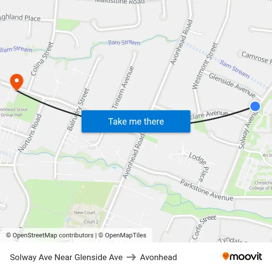 Solway Ave Near Glenside Ave to Avonhead map