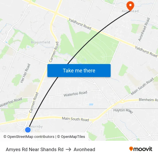 Amyes Rd Near Shands Rd to Avonhead map
