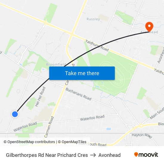 Gilberthorpes Rd Near Prichard Cres to Avonhead map