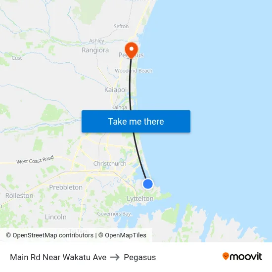 Main Rd Near Wakatu Ave to Pegasus map