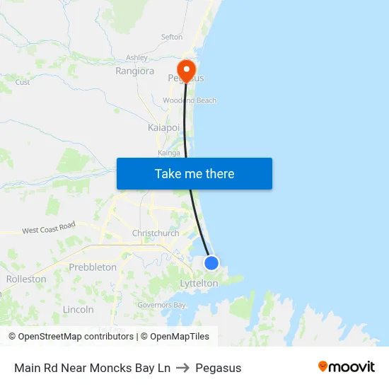 Main Rd Near Moncks Bay Ln to Pegasus map