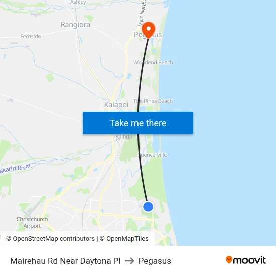 Mairehau Rd Near Daytona Pl to Pegasus map