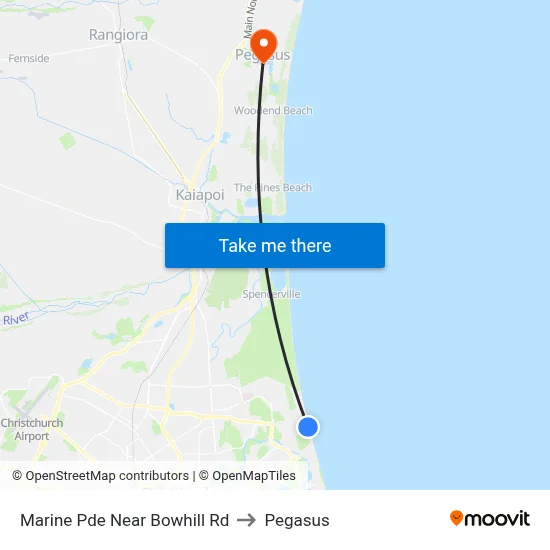 Marine Pde Near Bowhill Rd to Pegasus map