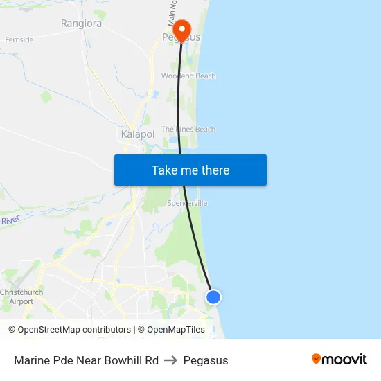Marine Pde Near Bowhill Rd to Pegasus map