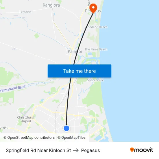 Springfield Rd Near Kinloch St to Pegasus map