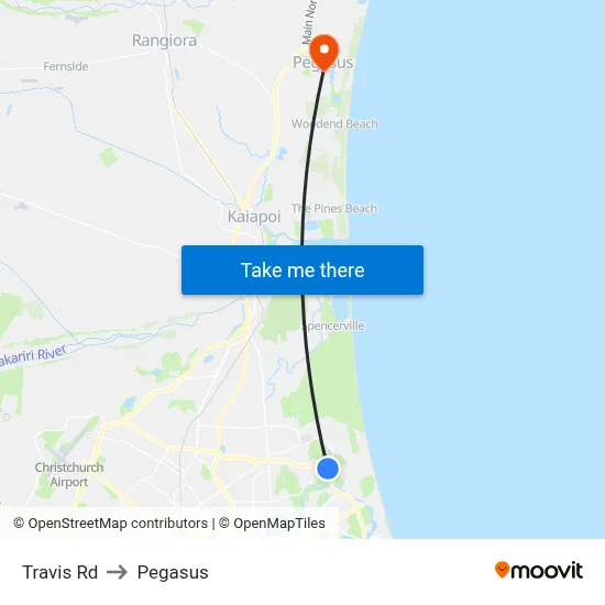 Travis Rd to Pegasus map