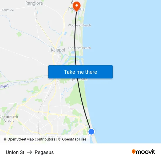 Union St to Pegasus map