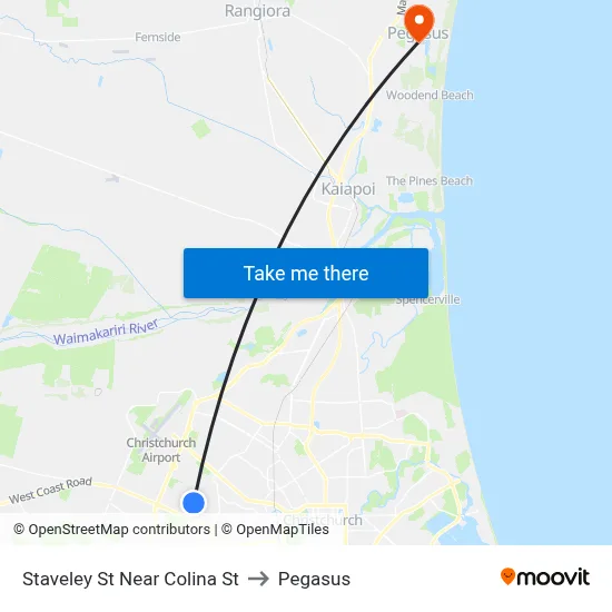 Staveley St Near Colina St to Pegasus map