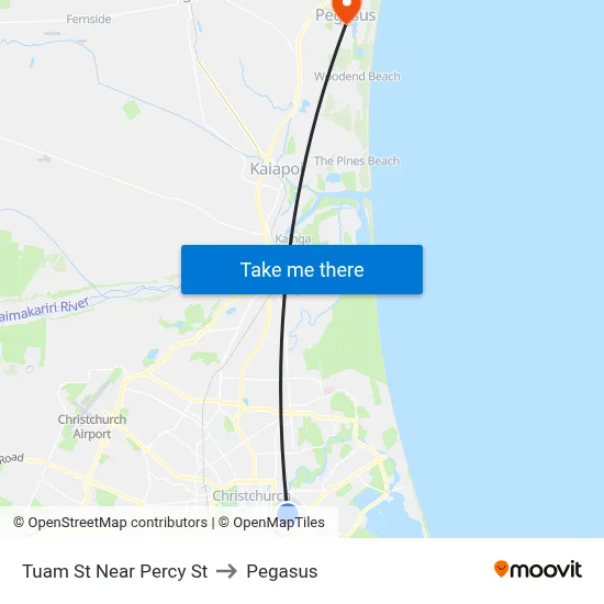 Tuam St Near Percy St to Pegasus map