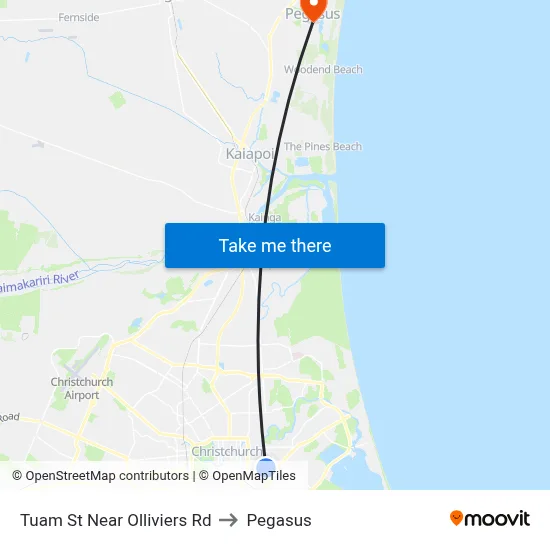 Tuam St Near Olliviers Rd to Pegasus map
