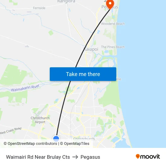 Waimairi Rd Near Brulay Cts to Pegasus map