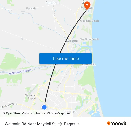 Waimairi Rd Near Maydell St to Pegasus map
