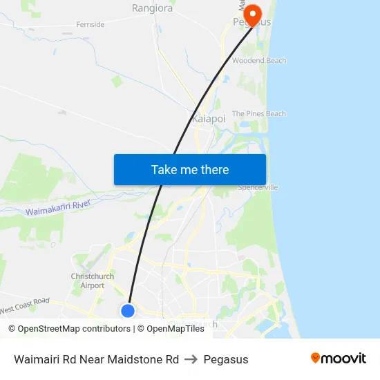Waimairi Rd Near Maidstone Rd to Pegasus map