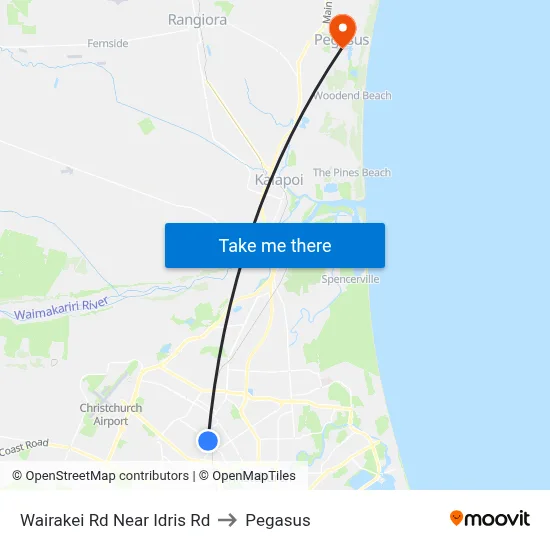 Wairakei Rd Near Idris Rd to Pegasus map