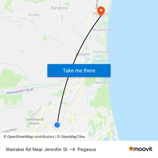 Wairakei Rd Near Jennifer St to Pegasus map