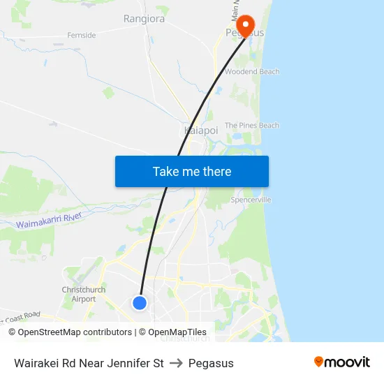 Wairakei Rd Near Jennifer St to Pegasus map