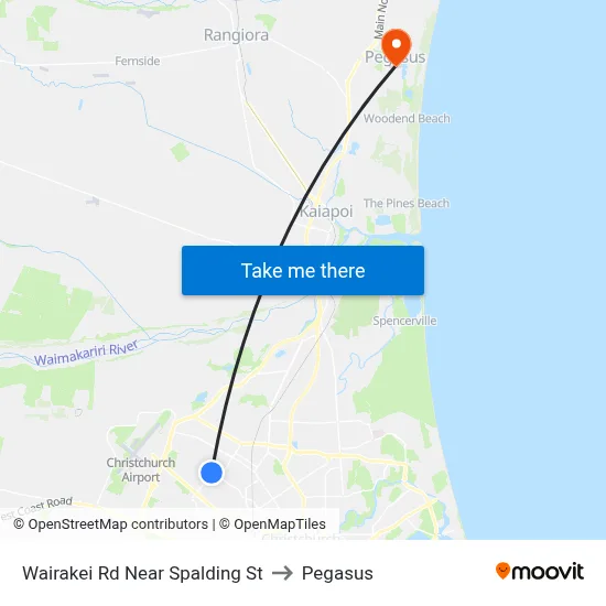Wairakei Rd Near Spalding St to Pegasus map