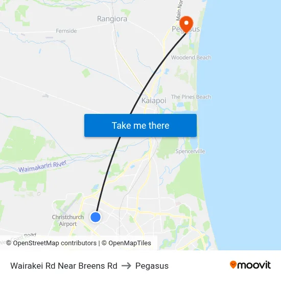 Wairakei Rd Near Breens Rd to Pegasus map