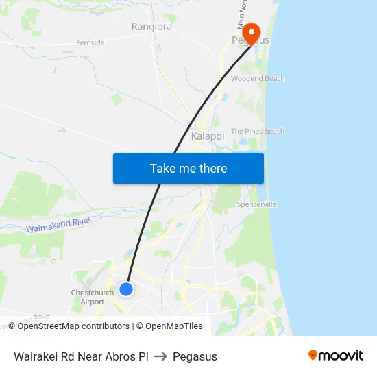 Wairakei Rd Near Abros Pl to Pegasus map