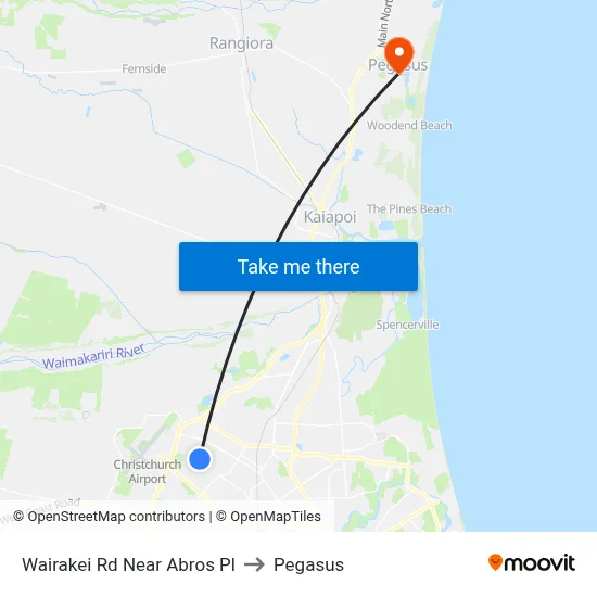 Wairakei Rd Near Abros Pl to Pegasus map