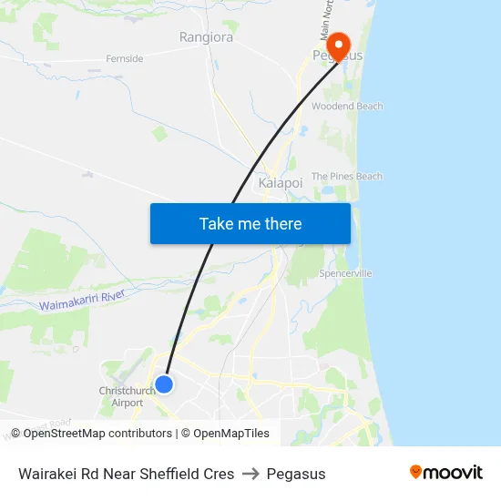 Wairakei Rd Near Sheffield Cres to Pegasus map