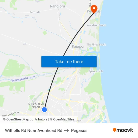 Withells Rd Near Avonhead Rd to Pegasus map